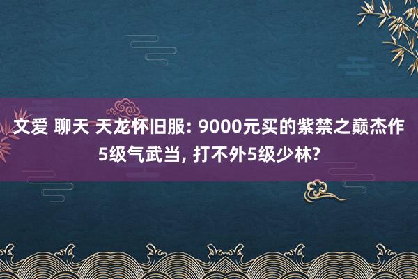 文爱 聊天 天龙怀旧服: 9000元买的紫禁之巅杰作5级气武当， 打不外5级少林?