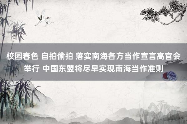 校园春色 自拍偷拍 落实南海各方当作宣言高官会举行 中国东盟将尽早实现南海当作准则