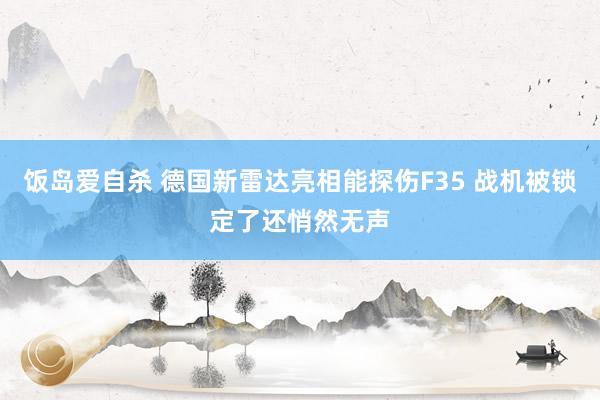 饭岛爱自杀 德国新雷达亮相能探伤F35 战机被锁定了还悄然无声