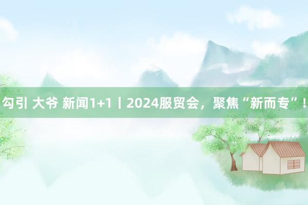 勾引 大爷 新闻1+1丨2024服贸会，聚焦“新而专”！