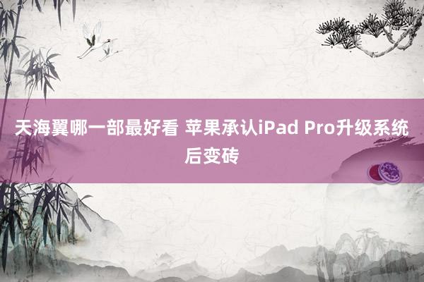 天海翼哪一部最好看 苹果承认iPad Pro升级系统后变砖