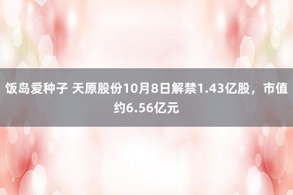 饭岛爱种子 天原股份10月8日解禁1.43亿股，市值约6.56亿元