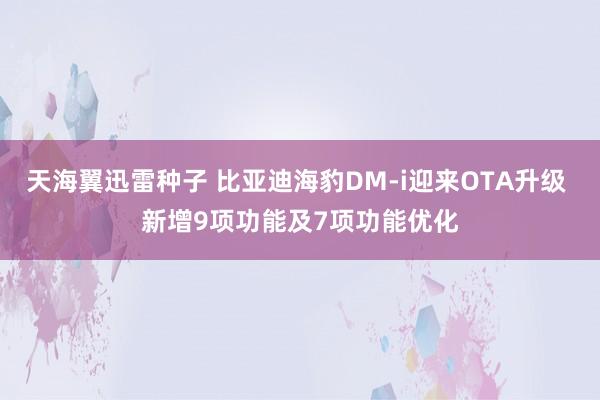 天海翼迅雷种子 比亚迪海豹DM-i迎来OTA升级 新增9项功能及7项功能优化