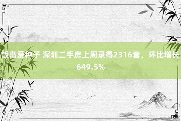 饭岛爱种子 深圳二手房上周录得2316套，环比增长649.5%