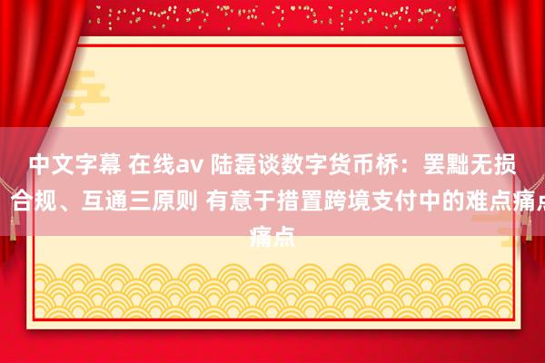 中文字幕 在线av 陆磊谈数字货币桥：罢黜无损、合规、互通三原则 有意于措置跨境支付中的难点痛点