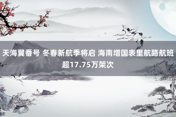 天海翼番号 冬春新航季将启 海南增国表里航路航班超17.75万架次