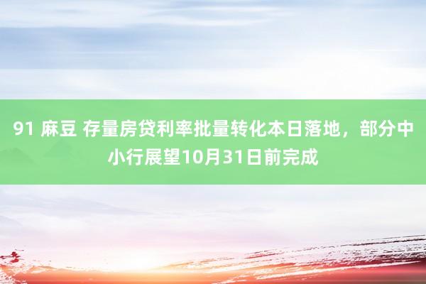 91 麻豆 存量房贷利率批量转化本日落地，部分中小行展望10月31日前完成