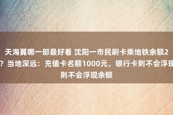 天海翼哪一部最好看 沈阳一市民刷卡乘地铁余额270万？当地深远：充值卡名额1000元，银行卡则不会浮现余额