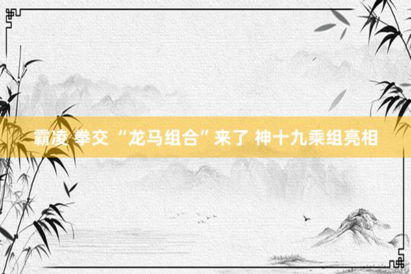 霸凌 拳交 “龙马组合”来了 神十九乘组亮相