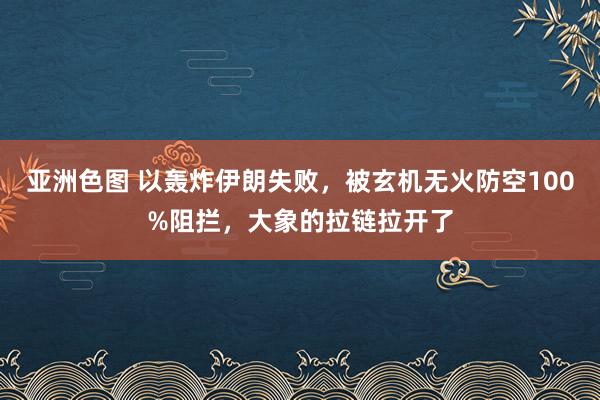 亚洲色图 以轰炸伊朗失败，被玄机无火防空100%阻拦，大象的拉链拉开了