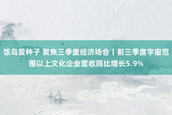 饭岛爱种子 聚焦三季度经济场合丨前三季度宇宙范围以上文化企业营收同比增长5.9%