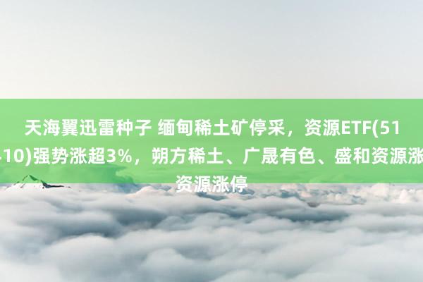 天海翼迅雷种子 缅甸稀土矿停采，资源ETF(510410)强势涨超3%，朔方稀土、广晟有色、盛和资源涨停