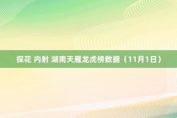 探花 内射 湖南天雁龙虎榜数据（11月1日）