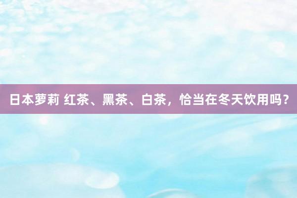 日本萝莉 红茶、黑茶、白茶，恰当在冬天饮用吗？