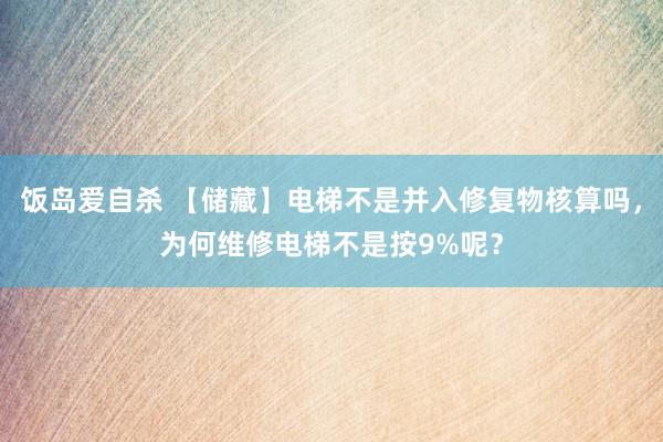 饭岛爱自杀 【储藏】电梯不是并入修复物核算吗，为何维修电梯不是按9%呢？