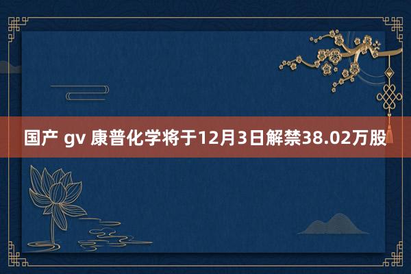 国产 gv 康普化学将于12月3日解禁38.02万股