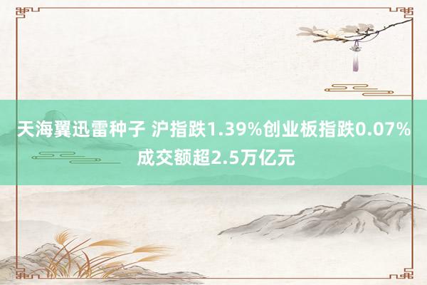 天海翼迅雷种子 沪指跌1.39%创业板指跌0.07% 成交额超2.5万亿元