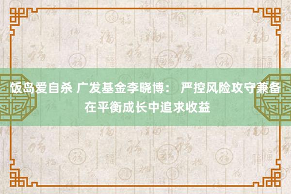 饭岛爱自杀 广发基金李晓博： 严控风险攻守兼备 在平衡成长中追求收益