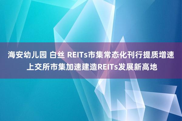 海安幼儿园 白丝 REITs市集常态化刊行提质增速 上交所市集加速建造REITs发展新高地