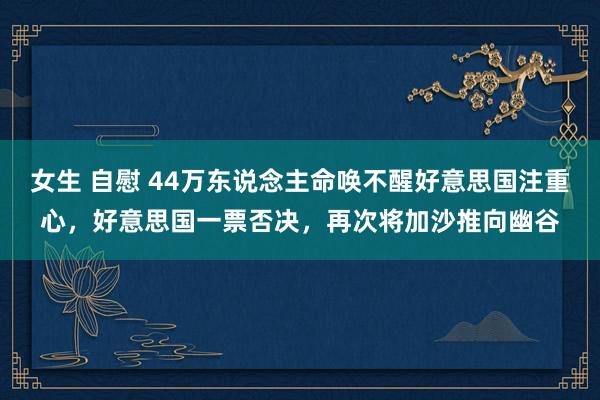 女生 自慰 44万东说念主命唤不醒好意思国注重心，好意思国一票否决，再次将加沙推向幽谷