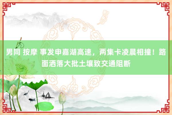 男同 按摩 事发申嘉湖高速，两集卡凌晨相撞！路面洒落大批土壤致交通阻断