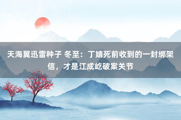 天海翼迅雷种子 冬至：丁婧死前收到的一封绑架信，才是江成屹破案关节