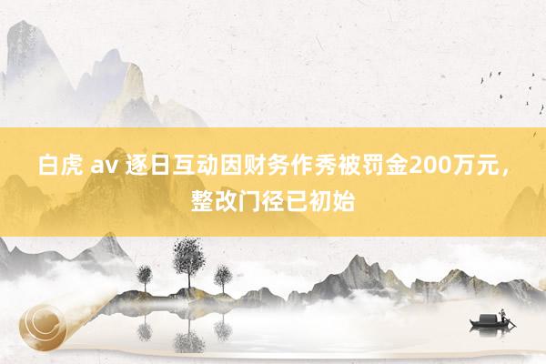 白虎 av 逐日互动因财务作秀被罚金200万元，整改门径已初始