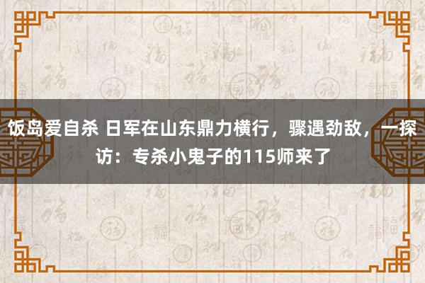 饭岛爱自杀 日军在山东鼎力横行，骤遇劲敌，一探访：专杀小鬼子的115师来了