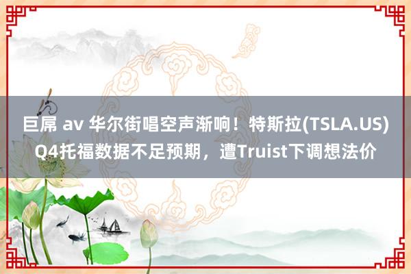 巨屌 av 华尔街唱空声渐响！特斯拉(TSLA.US)Q4托福数据不足预期，遭Truist下调想法价