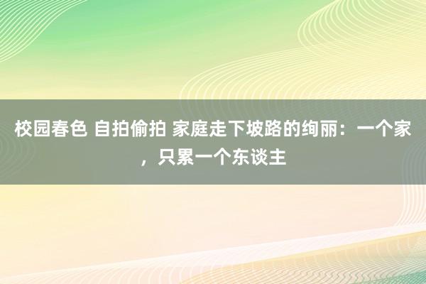 校园春色 自拍偷拍 家庭走下坡路的绚丽：一个家，只累一个东谈主