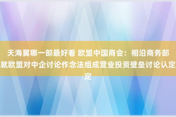 天海翼哪一部最好看 欧盟中国商会：相沿商务部就欧盟对中企讨论作念法组成营业投资壁垒讨论认定