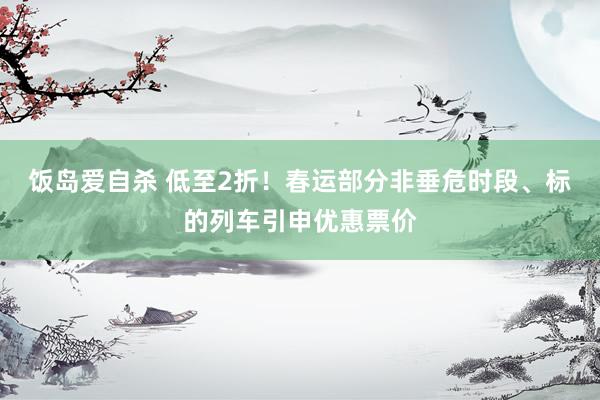 饭岛爱自杀 低至2折！春运部分非垂危时段、标的列车引申优惠票价