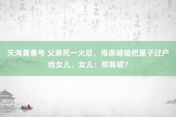 天海翼番号 父亲死一火后，母亲暗暗把屋子过户给女儿，女儿：那我呢？