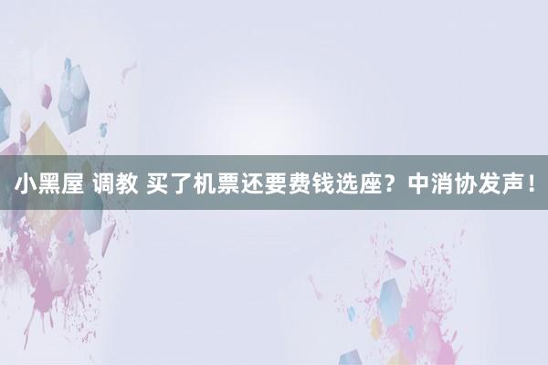 小黑屋 调教 买了机票还要费钱选座？中消协发声！