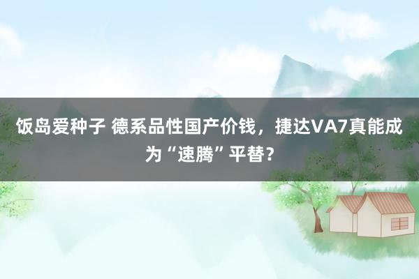 饭岛爱种子 德系品性国产价钱，捷达VA7真能成为“速腾”平替？